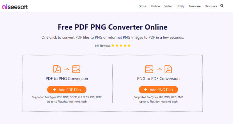 Aiseesoft Convertidor PDF PNG Gratis en Línea
