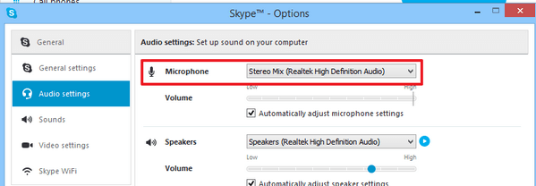 Reproducir audio a través de Skype