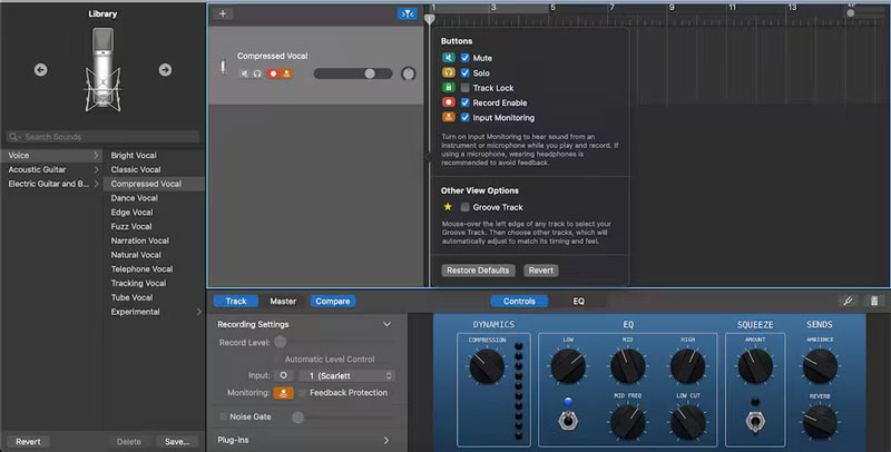 Software GarageBand para grabar podcasts en Mac