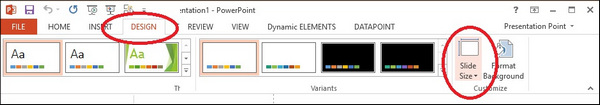 Botón de tamaño de diapositiva de PowerPoint