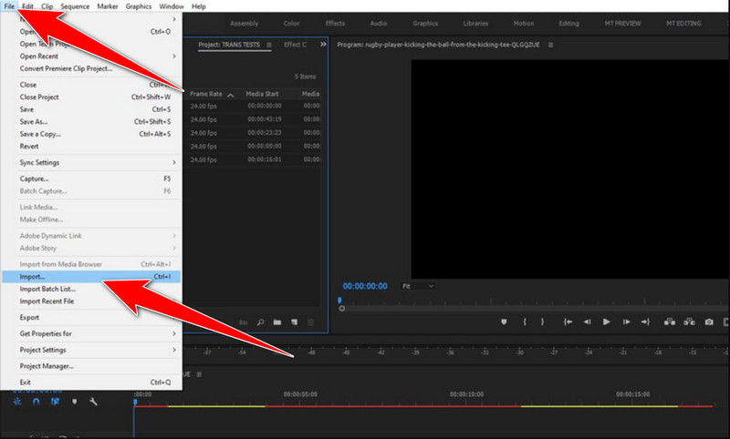 Importar vídeos en Premiere Pro