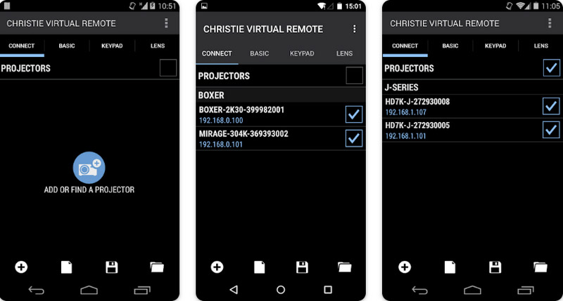 Aplicación remota virtual de Christie