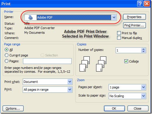 Imprimir a PDF de Adobe