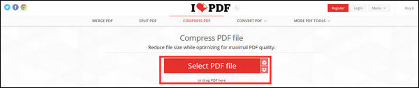 Seleccionar archivo PDF para comprimir