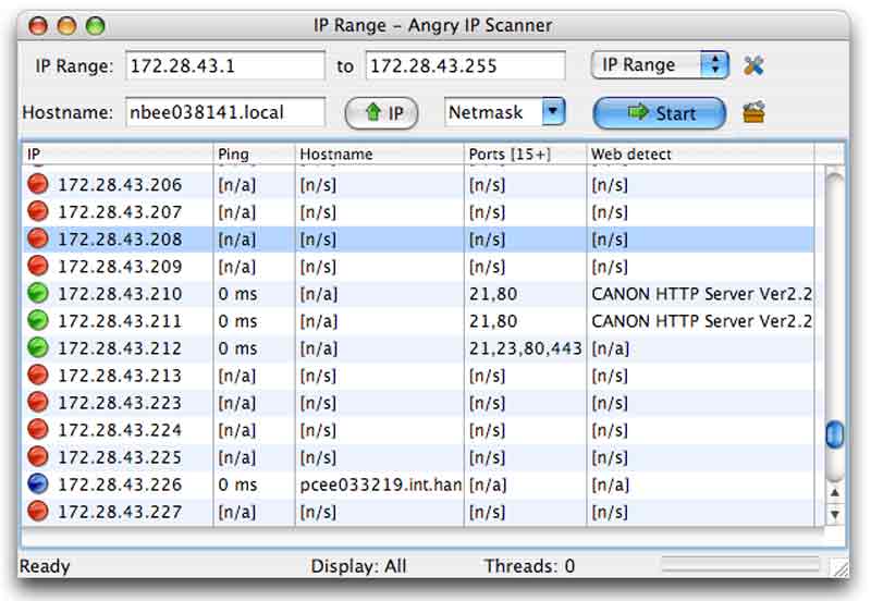 Escáner IP enojado Mac