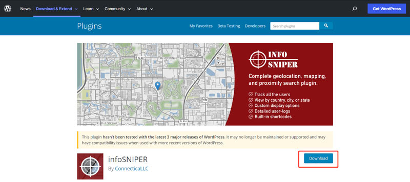 Descarga del complemento InfoSniper