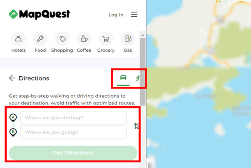 Direcciones de MapQuest de una ubicación a otra
