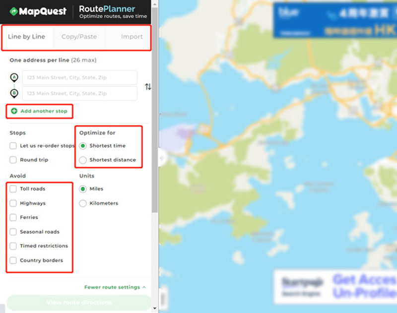 Utilice el planificador de rutas de MapQuest