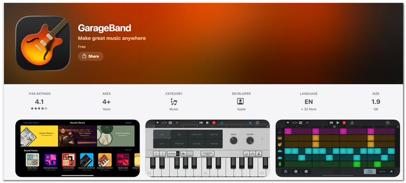 Aplicación de tonos de llamada de GarageBand