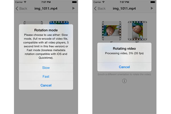 Rotar video de iPhone con Video Rotate Free