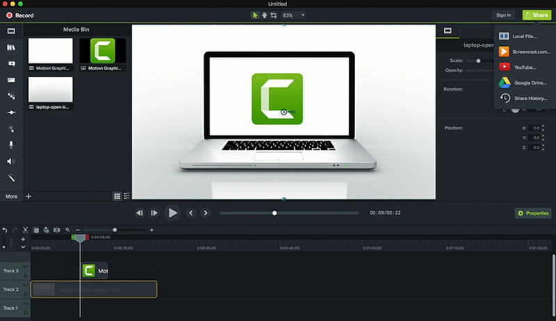 Grabador de pantalla Camtasia para MAC