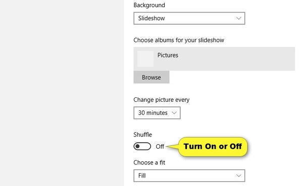 Crear un fondo de pantalla de presentación de diapositivas en Windows 10