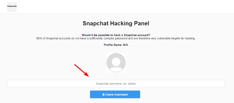 Panel de piratería de Snapchat Buscador de contraseñas de Snapchat en línea