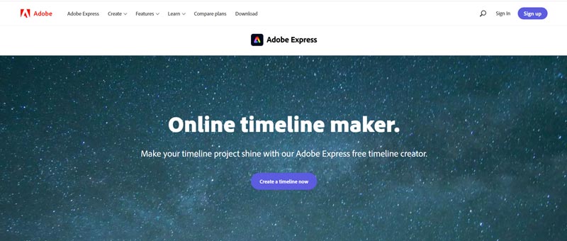 Creador de línea de tiempo en línea Adobe Express