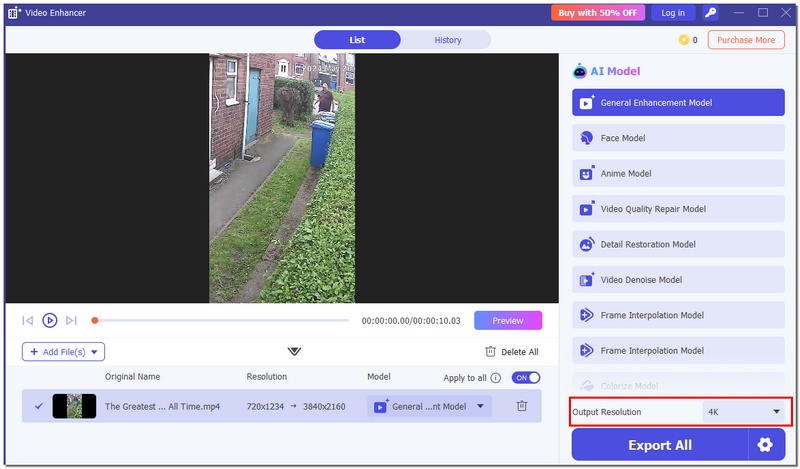 Cambiar la resolución de salida