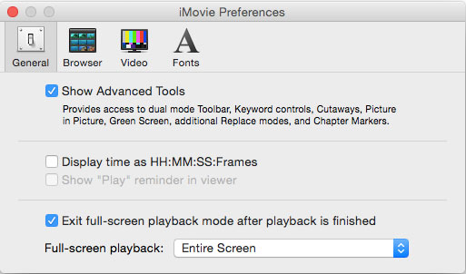 Configuración de preferencias de iMovie
