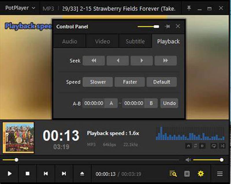 Reproductor de video PotPlayer con control de velocidad