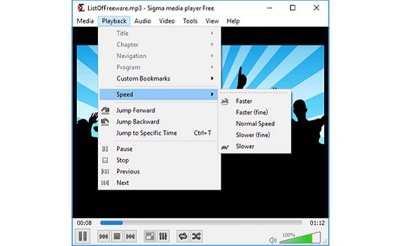 Sigma Media Player con control de velocidad