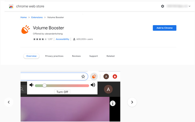 Extensión web de Chrome para aumentar el volumen