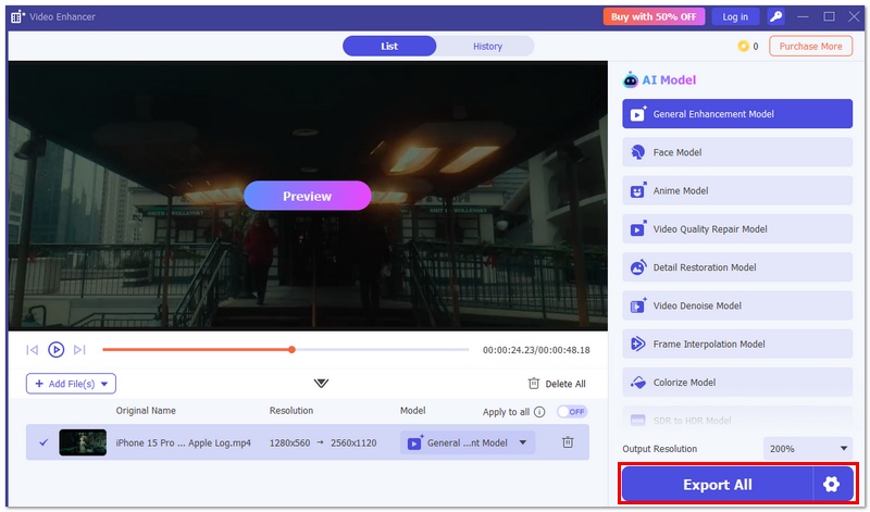 Haga clic en Exportar todo