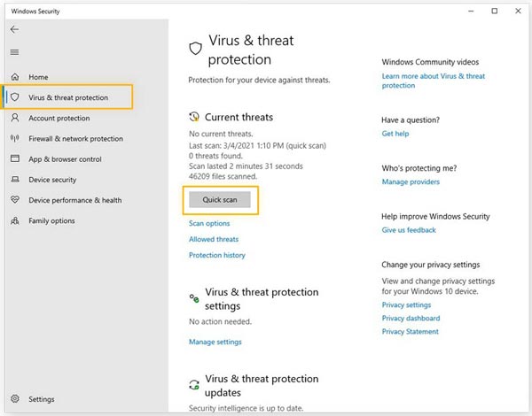 Detectar y escanear malware en PC con Windows