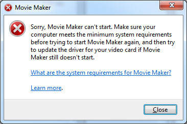 Windows Movie Maker no abre