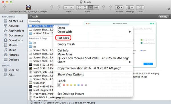 Recuperar archivos borrados Mac de la papelera