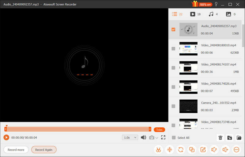 Guardar grabadora de audio