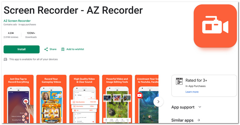 Grabador de pantalla AZ para Android