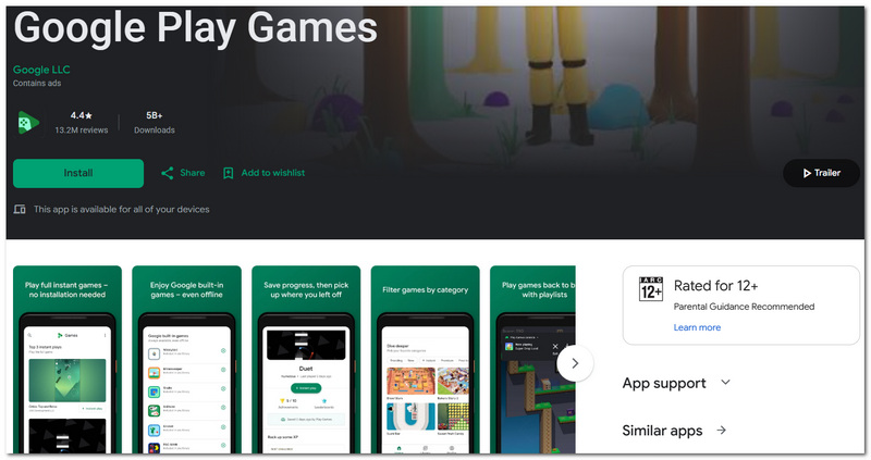 Grabador de pantalla de juegos de Google Play para Android