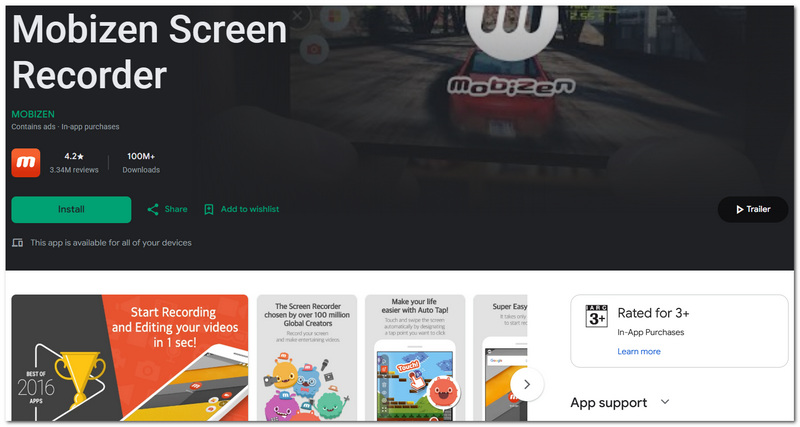 Grabador de pantalla Mobizen para Android
