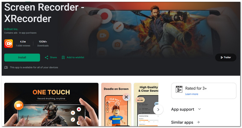 Grabador de pantalla XRecorder para Android