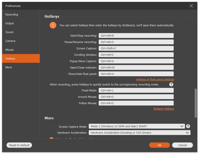 Configuración de teclas de acceso rápido