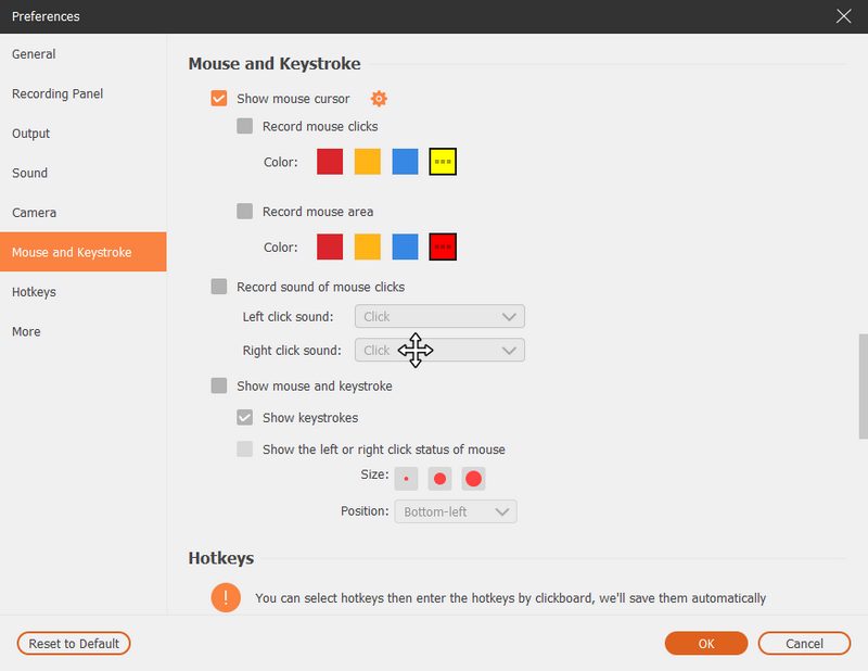 Configuración del mouse