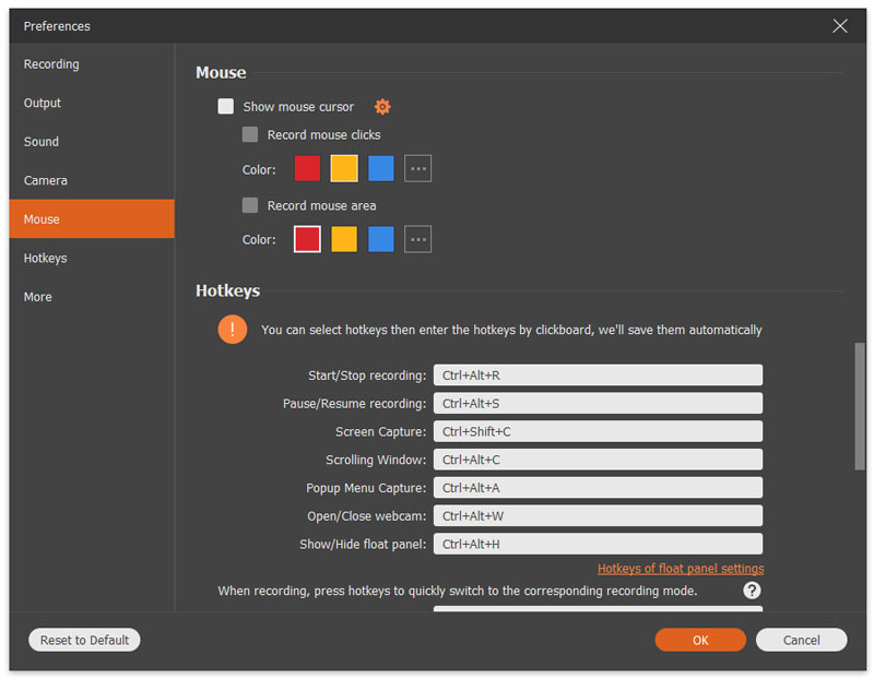 Configuración del mouse