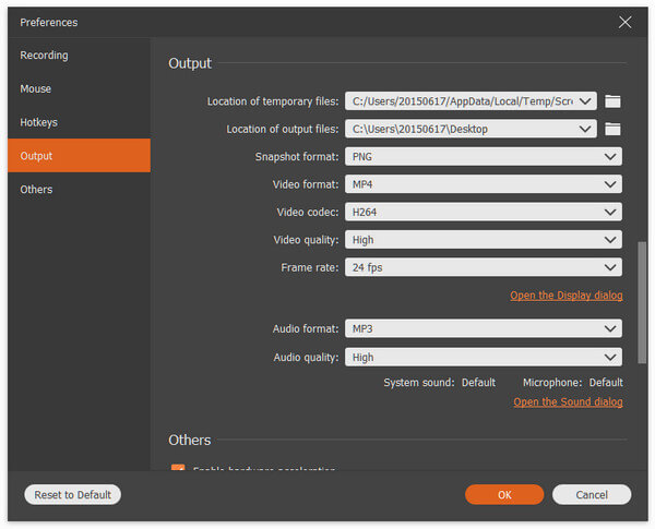 Configuración de vídeo y audio