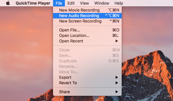 Nueva grabación de audio de QuickTime Player