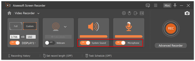 Ajustes de grabación de audio