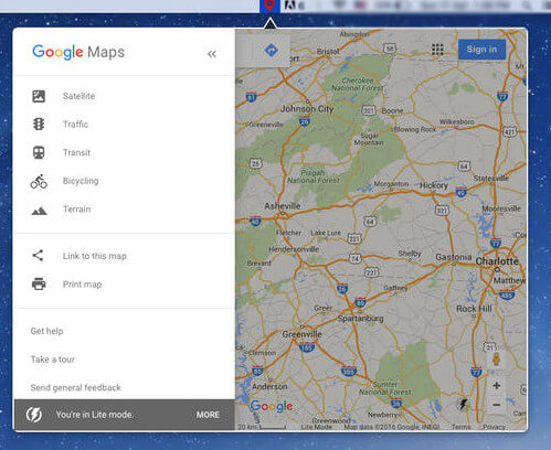 Captura de pantalla de Google Maps en Mac