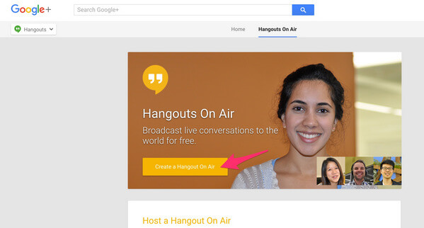 Seleccione Google Hangout en vivo