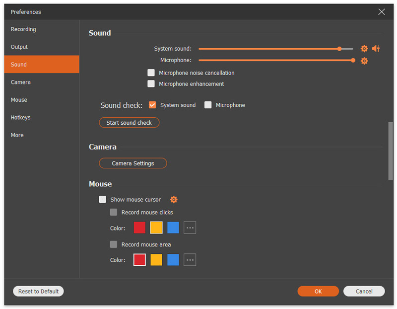 Configuración de audio de sonido