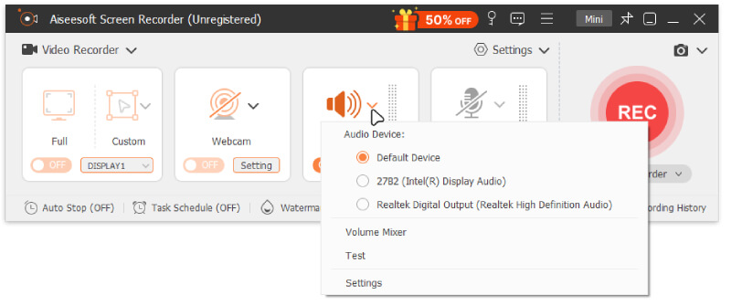 Configurar la grabación de audio del altavoz