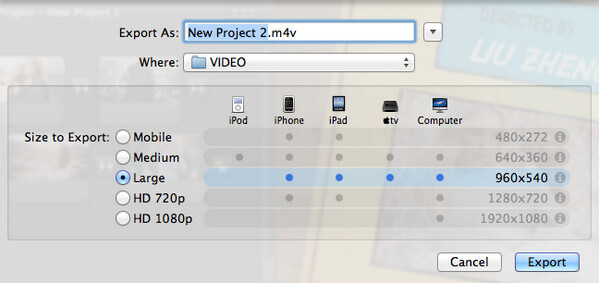 Exportar presentación de diapositivas desde iMovie