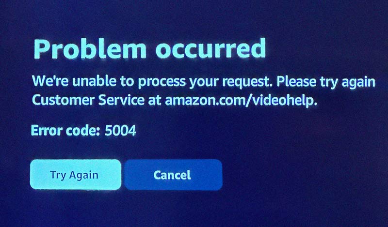 Código de error de vídeo de Amazon Prime 5004