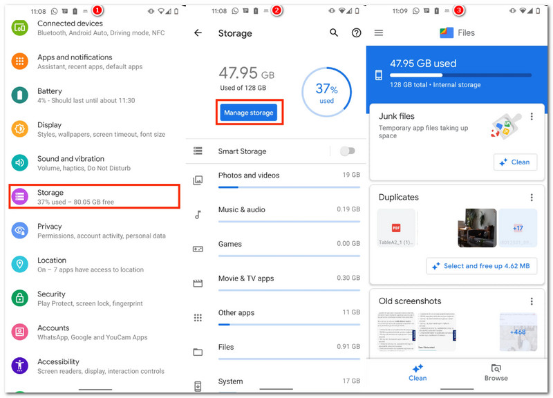 Solución para liberar espacio de almacenamiento en la configuración