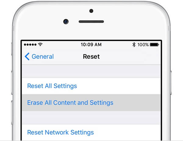 iPhone7 ios10 configuración reinicio general borrar todo seleccionado