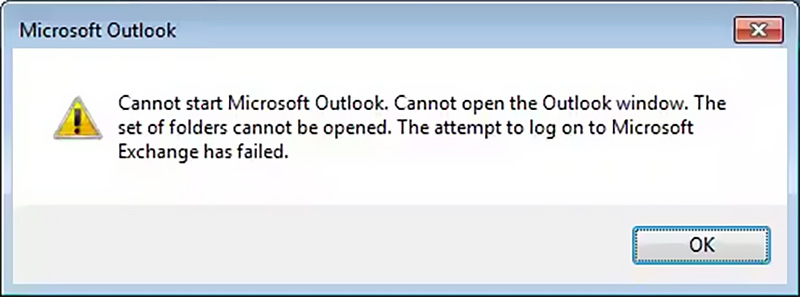 Mensaje de error "No se puede iniciar Microsoft Outlook"