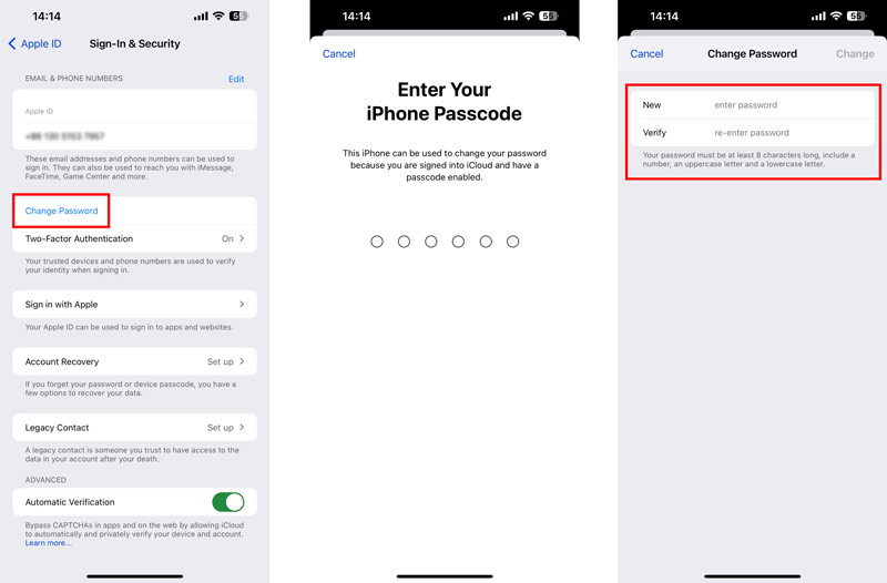 Cambiar la contraseña de ID de Apple en iPhone