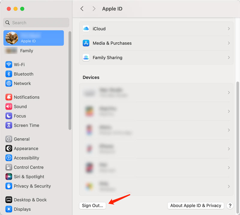 Cerrar sesión en la cuenta de iCloud en Mac