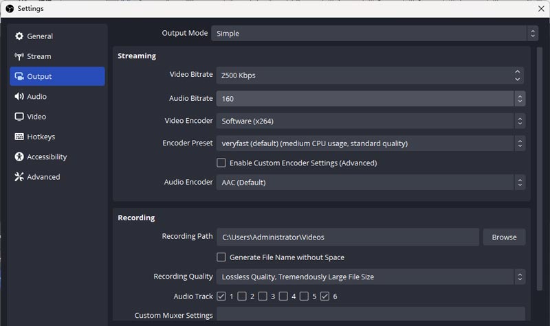 Change Bitrate in OBS